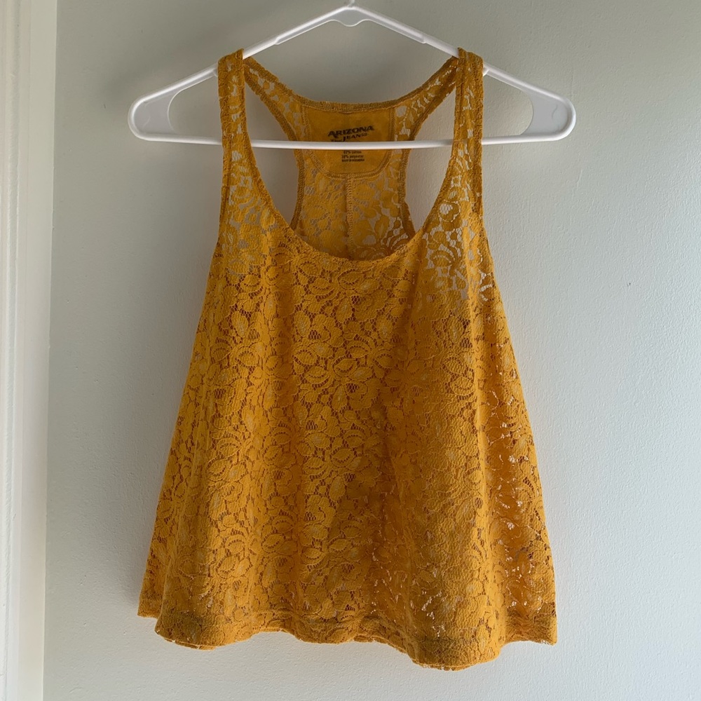 Yellow lace crop top